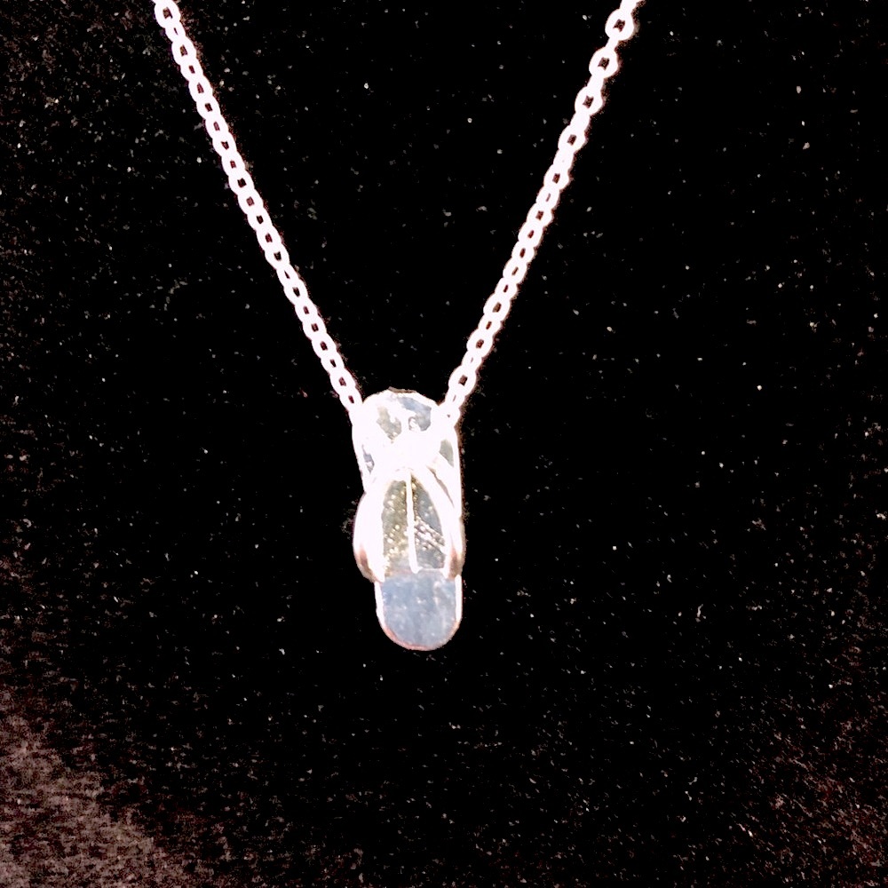 Silver plated flip flop pendant necklace.